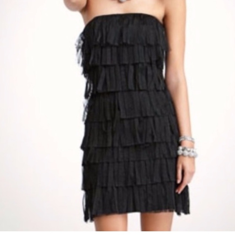 Ann Taylor Fringe LBD Little Black Dress size 8